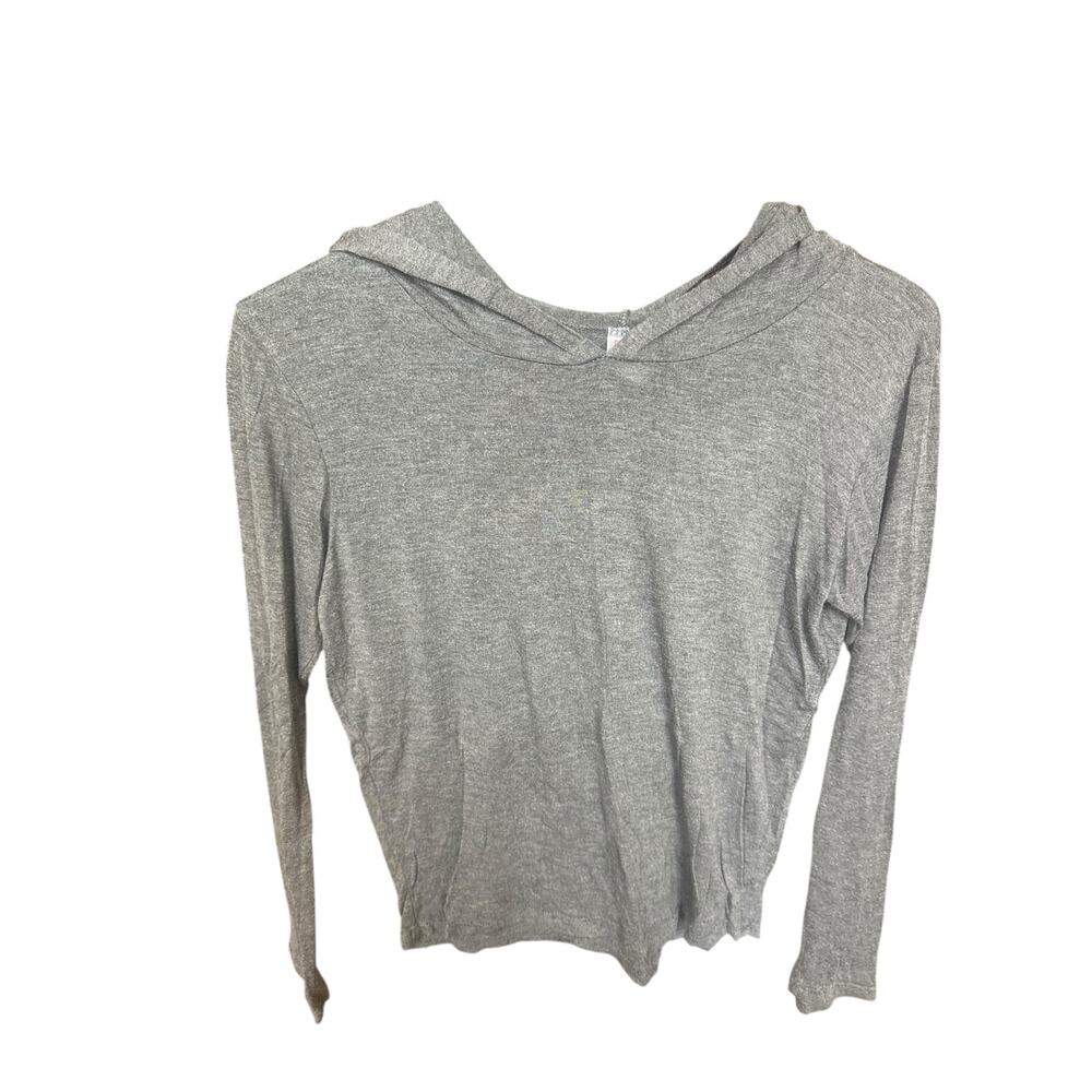 Sweet Heather Gray Pullover Long Sleeve Hooded T-Shirt Women's Size Medium